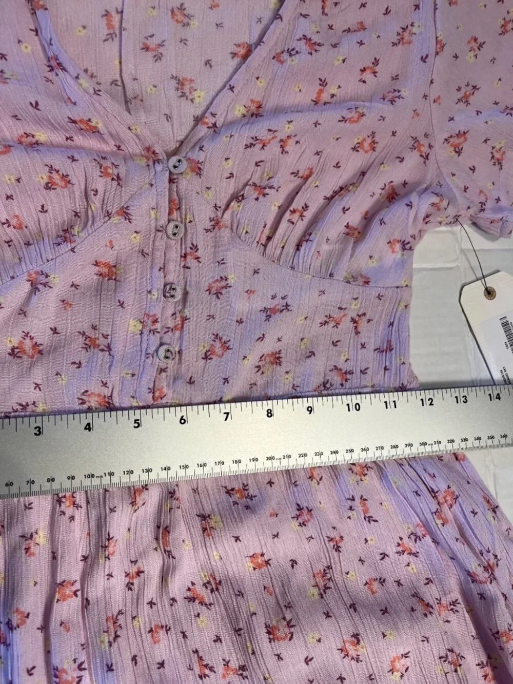 Billabong Womens Floral V-Neck babydoll Midi/Maxi Dress XS Pink lightweight - Picture 13 of 14